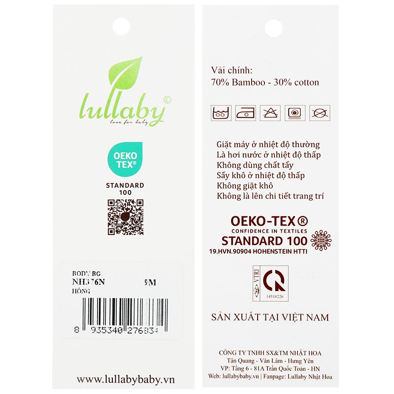 Bodysuit sát nách bé gái Lullaby NH376N màu hồng 9