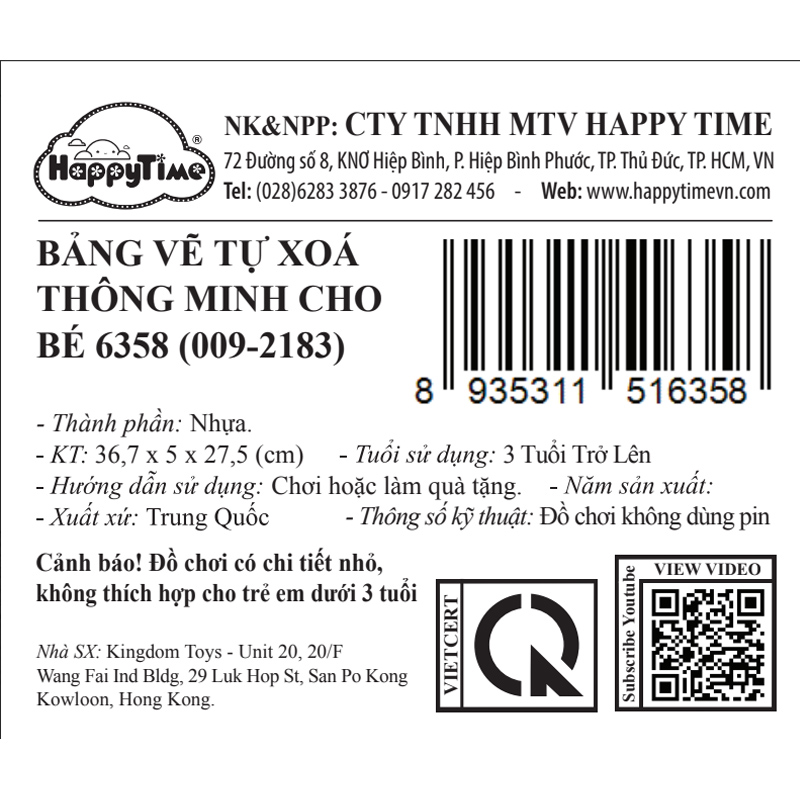 Đồ chơi bảng vẽ tự xóa HappyTime 009-2183 14