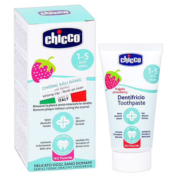 Kem đánh răng cho bé 1 - 5 tuổi Chicco hương dâu 50 ml chính hãng - AVAKids.com