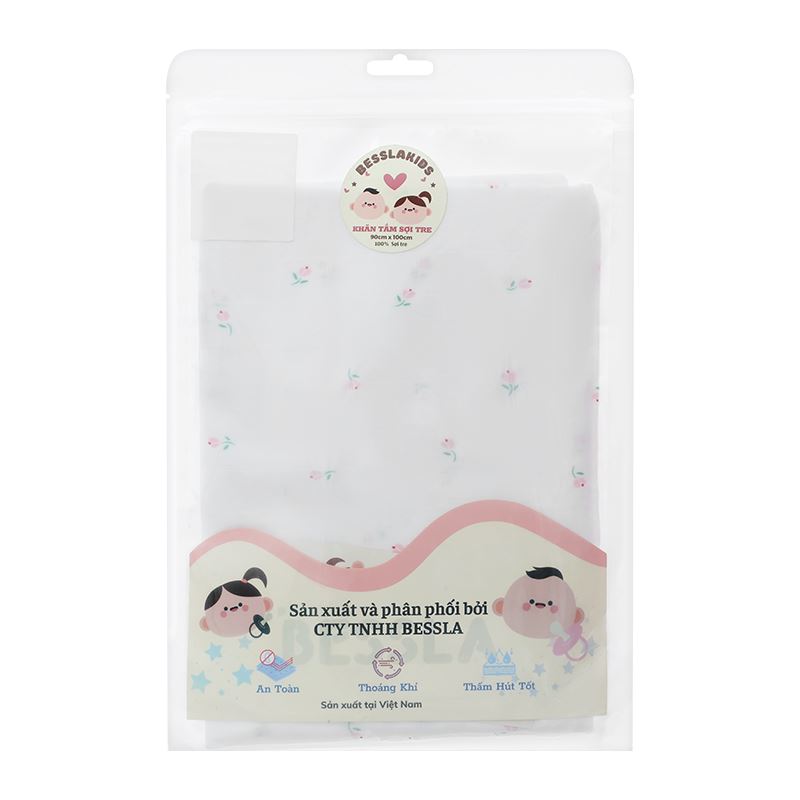Khăn tắm sợi tre Bessla 2 lớp 90x100 cm - Gấu bear 14