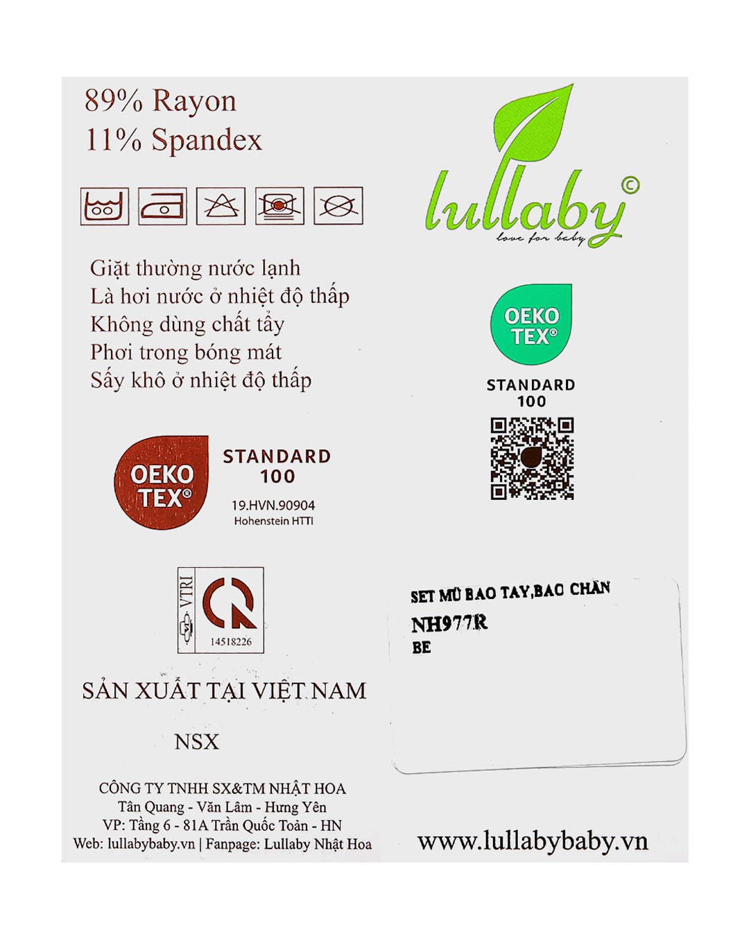 Set nón, bao tay bao chân Lullaby NH977R màu be (0 - 1 tháng) 10