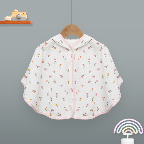 Áo choàng unisex Lullaby cotton trắng - hồng