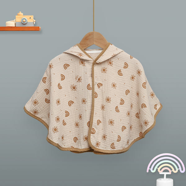 Áo choàng unisex Lullaby cotton nâu - be