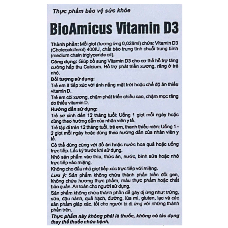 Combo 3 BioAmicus Vitamin D3 hỗ trợ tốt sức khỏe xương, răng, 10.3 ml dạng nhỏ giọt (từ 0 tháng) 15