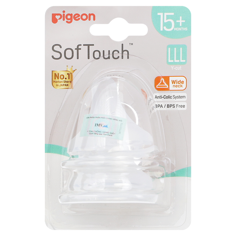Bộ 2 núm ti Pigeon siêu mềm Plus WN3 cổ rộng size LLL (từ 15 tháng) 2