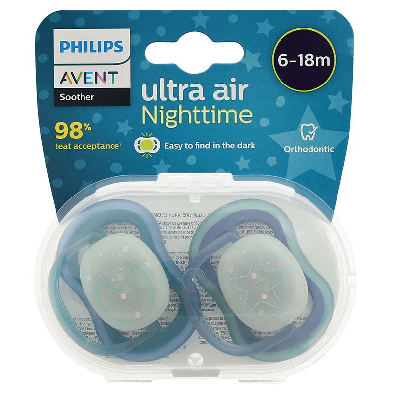 Bộ 2 ti ngậm Philips Avent dạ quang SCF376/13 (6 - 18 tháng) - Hình ngôi sao, mặt trăng 2