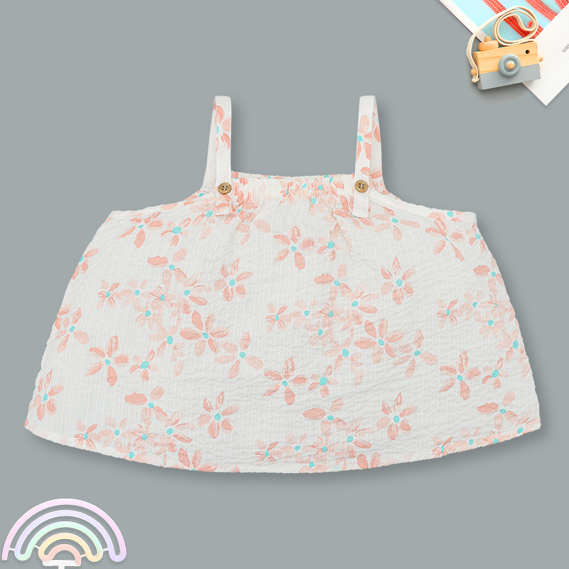 Bộ sát nách bé gái Lullaby NH309N màu trắng - cam 2