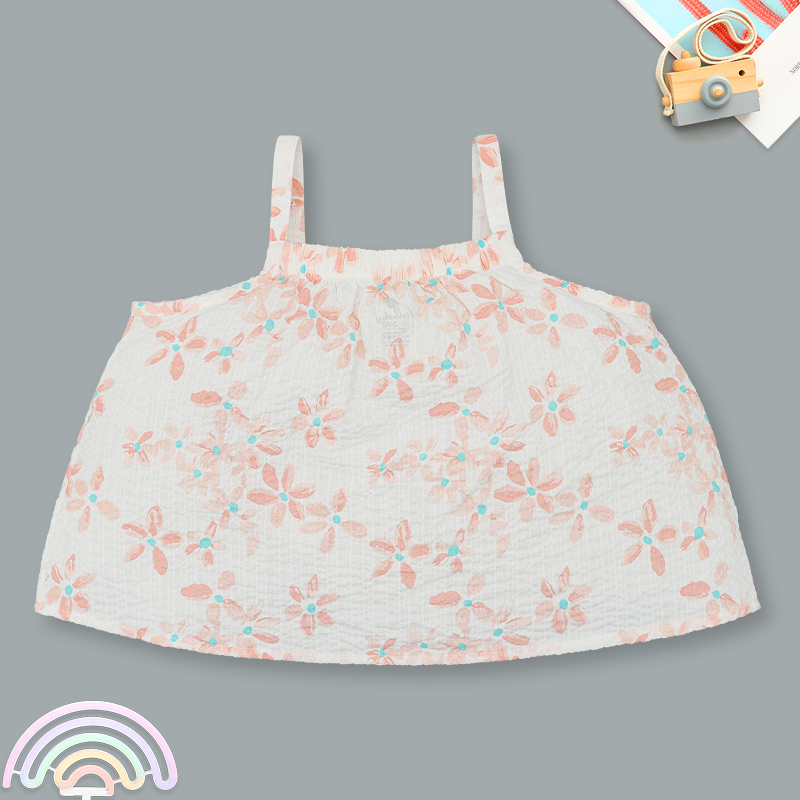 Bộ sát nách bé gái Lullaby NH309N màu trắng - cam 3
