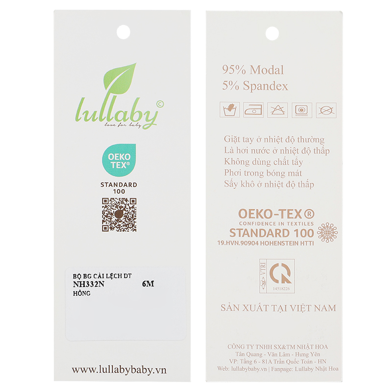 Bộ tay dài cài chéo bé gái Lullaby NH332N màu trắng 25