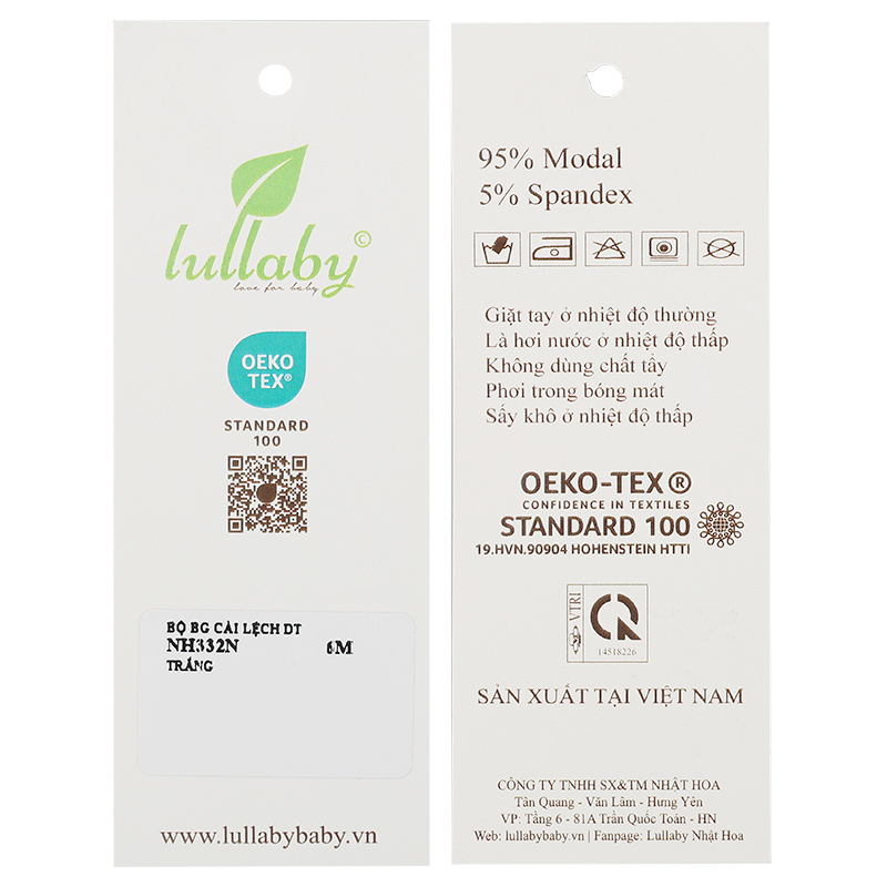 Bộ tay dài cài chéo bé gái Lullaby NH332N màu trắng 12