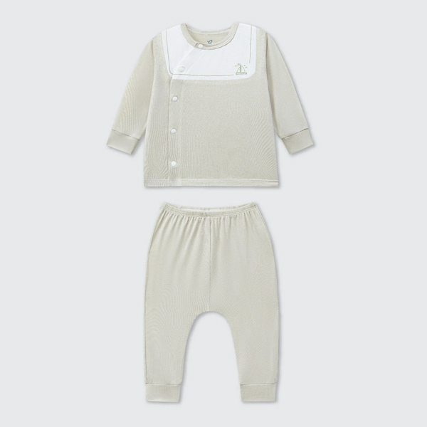 Bộ tay dài unisex La Pomme sợi tre be