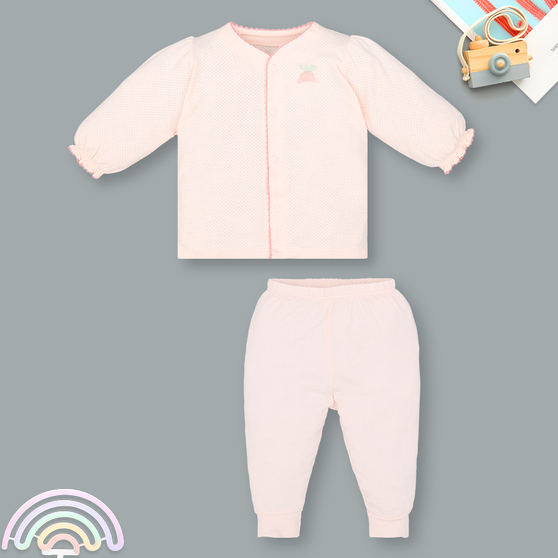 Bộ tay dài cài giữa bé gái Lullaby NH336N màu hồng 2