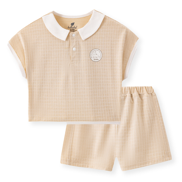 Bộ tay ngắn bé trai Lullaby bamboo nâu be