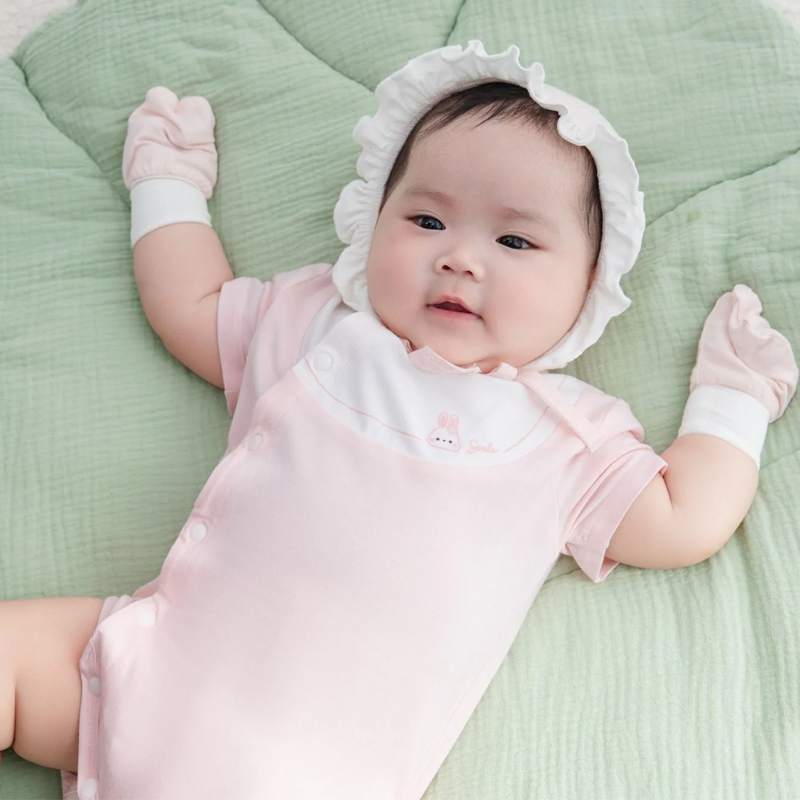 Bodysuit cài chéo phối cổ ngọt ngào La Pomme màu hồng 2
