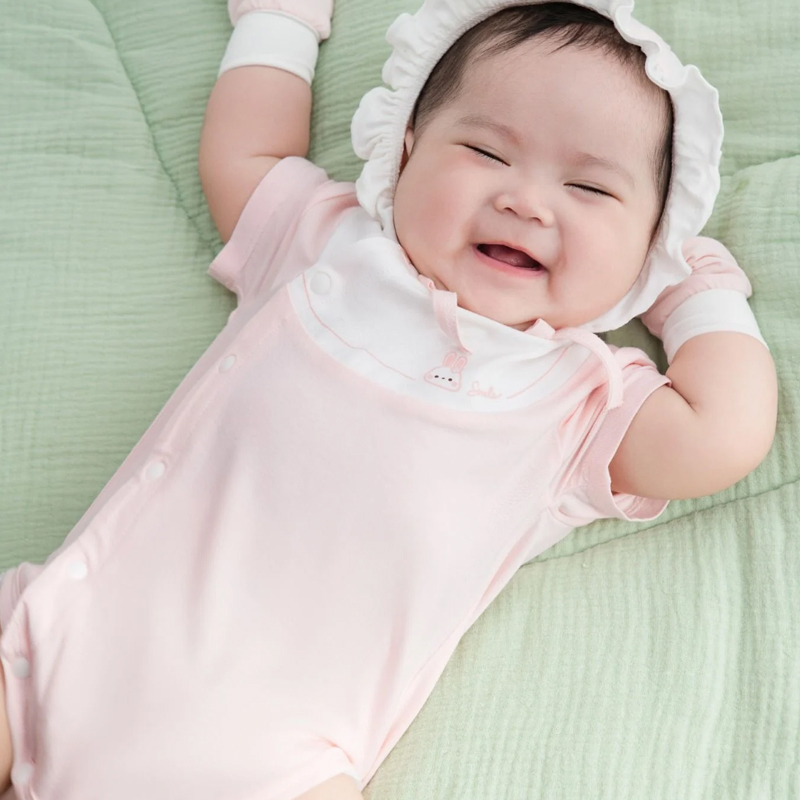 Bodysuit cài chéo phối cổ ngọt ngào La Pomme màu hồng 3