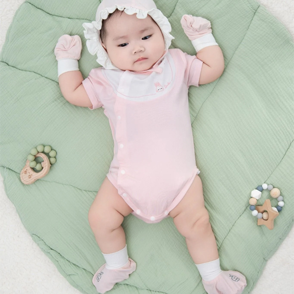 Bodysuit unisex La Pomme sợi tre hồng