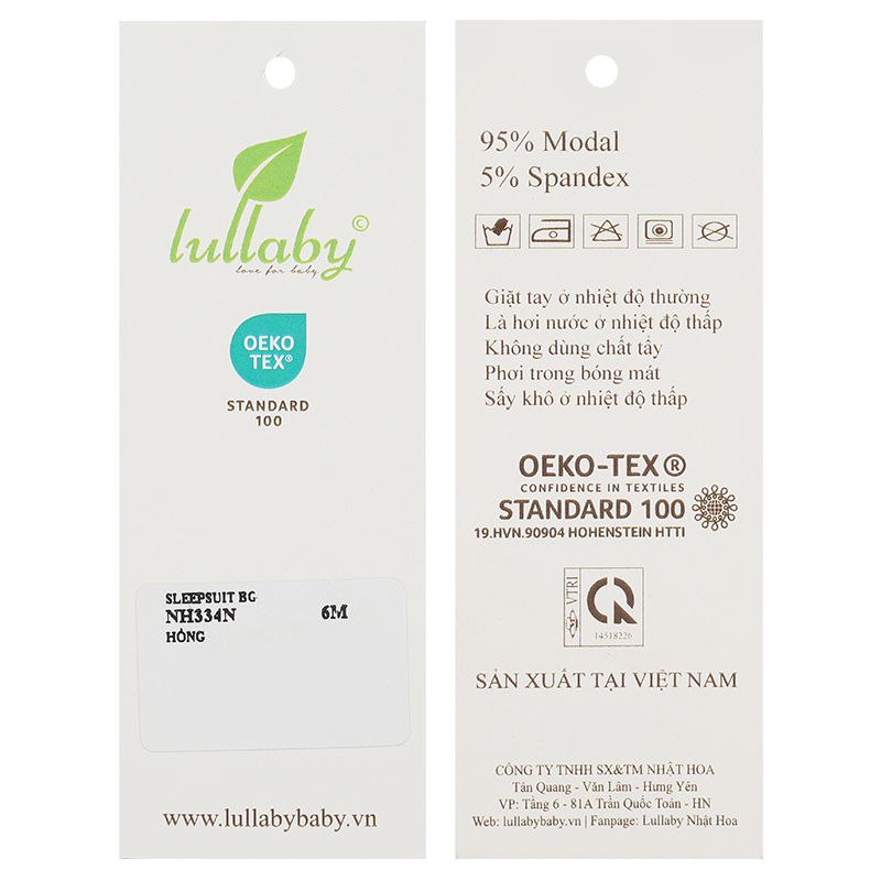 Bodysuit cài giữa bé gái Lullaby NH334N màu trắng 21
