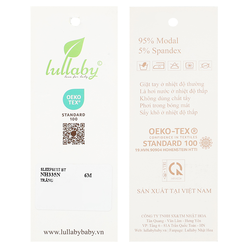 Bodysuit cài giữa bé trai Lullaby NH335N màu trắng 10