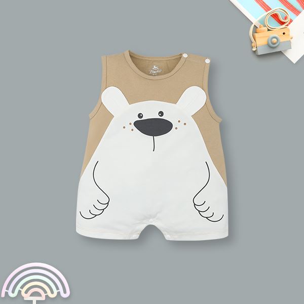 Bodysuit bé trai Pony Kids cotton nâu - trắng