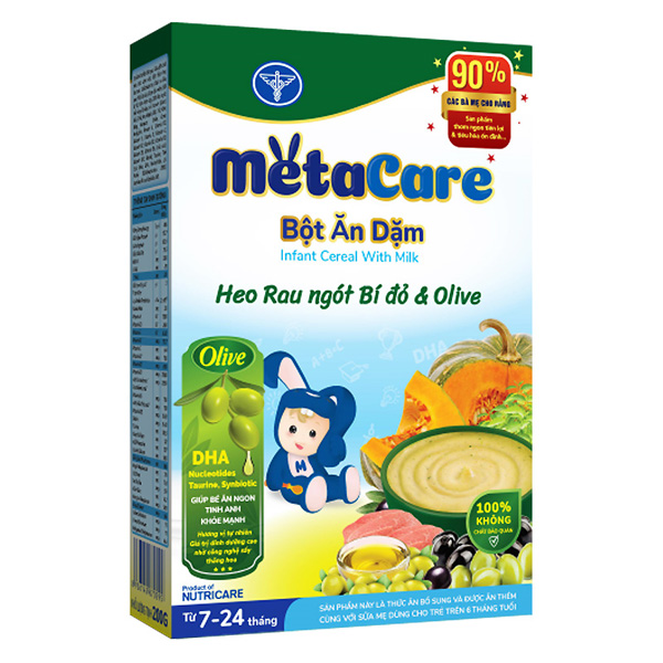 Bột ăn dặm MetaCare cá hồi, phô mai, cải bó xôi và olive hộp 200g (7 - 24 tháng) 12