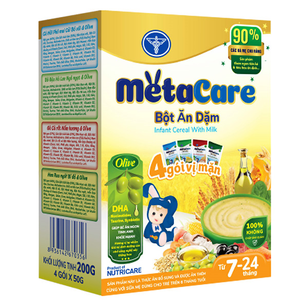 Bột ăn dặm MetaCare 4 vị mặn hộp 200g (7 - 24 tháng)