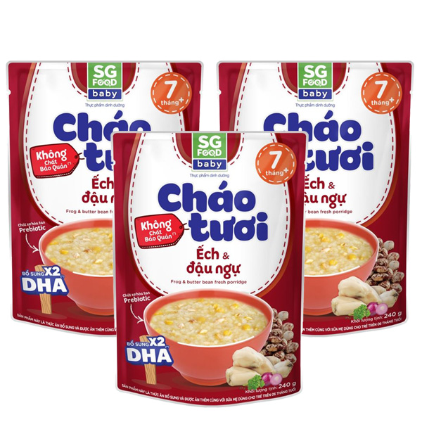 Combo 3 gói cháo tươi SG Food Baby vị ếch và đậu ngự