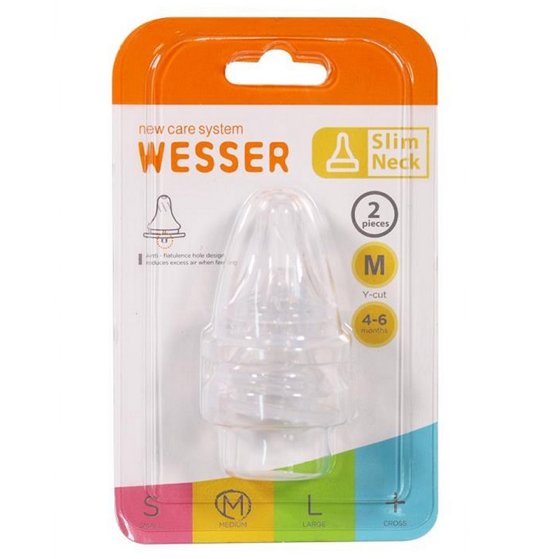 Bộ 2 núm ti Wesser cổ hẹp size + (3 - 18 tháng) 16