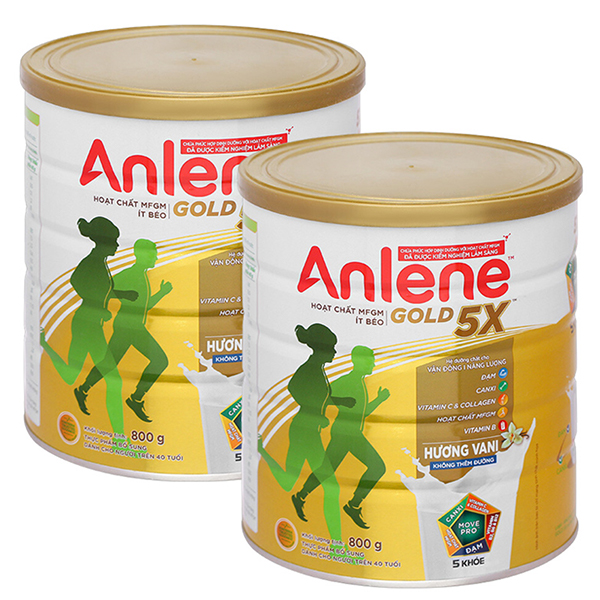 Combo 2 hộp sữa bột người lớn Anlene Gold 5X giúp bổ sung dinh dưỡng, tăng cường sứ - AVAKids.com