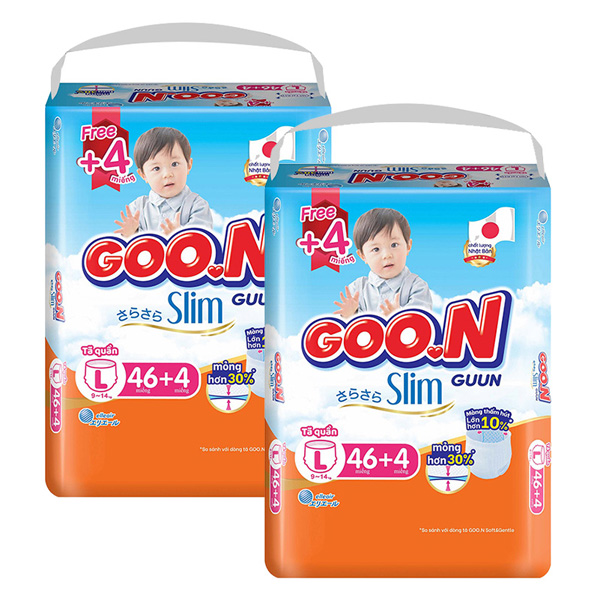 Combo 2 tã quần GOO.N Slim size L 46 + 4 miếng/bịch (9 - 14 kg) chính hãng - AVAKids.com