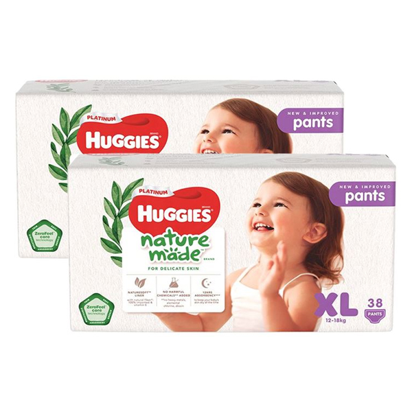 Combo 2 tã quần Huggies Platinum nature made size XL