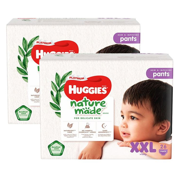 Combo 2 tã quần Huggies Platinum nature made siêu cao cấp size L 44 miếng/bịch (9 - 14 kg) - Giao bao bì ngẫu nhiên - AVAKids.com