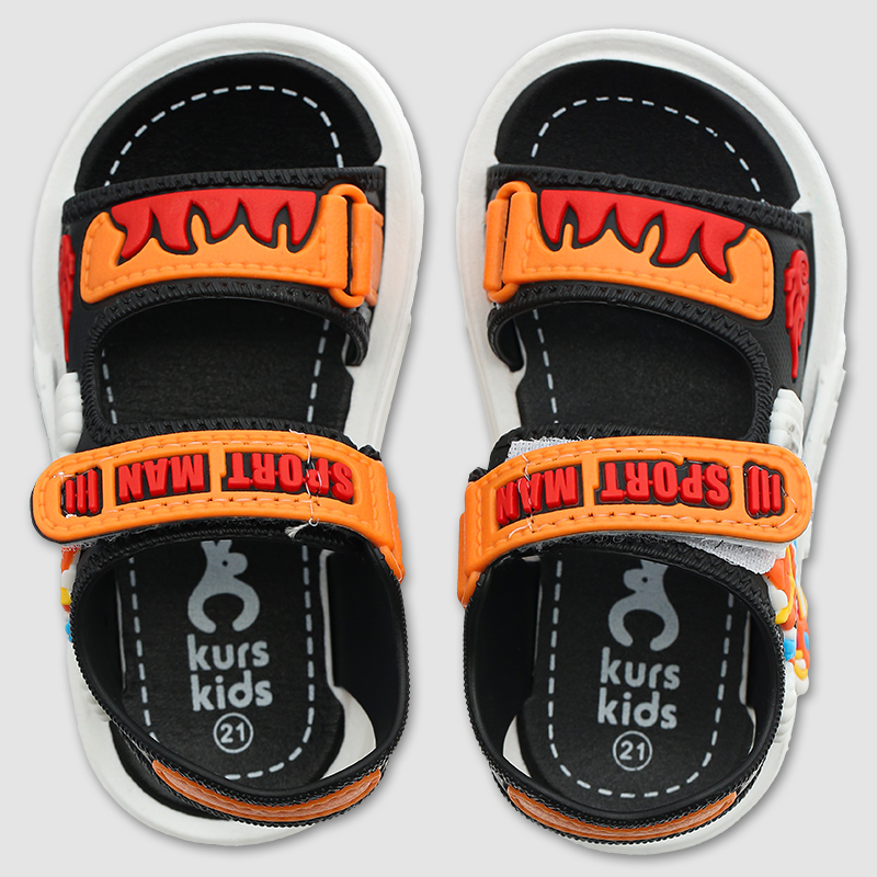 Giày sandal cho bé trai HappyTime DS004 màu cam - đen 8