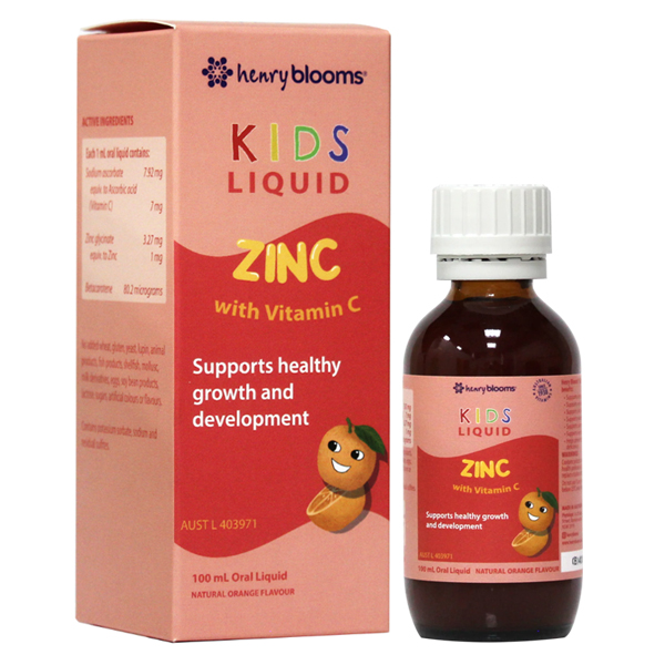 Henry Blooms Kids Liquid Zinc With Vitamin C hỗ trợ sức đề kháng