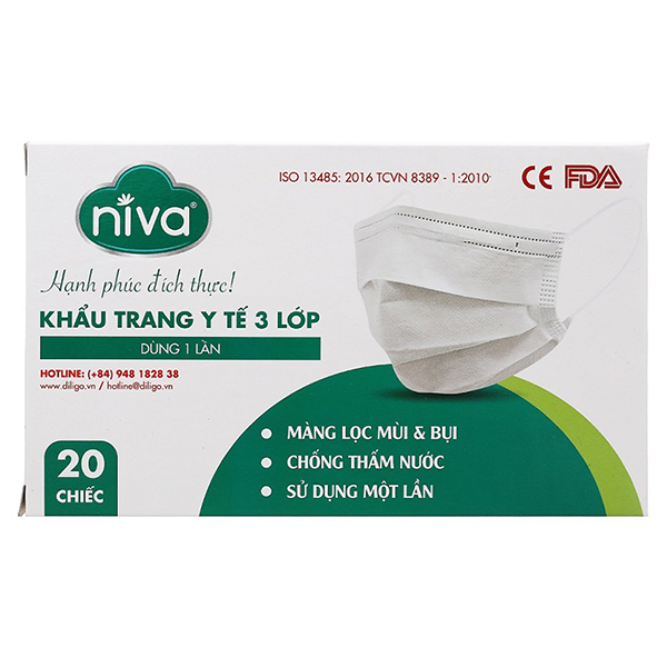 Khẩu trang y tế Niva 3 lớp kháng khuẩn, chất lượng, giá tốt - AVAKids.com