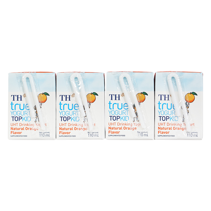 Lốc 4 hộp sữa chua uống tiệt trùng TH true YOGURT TOPKID vị cam 110 ml (từ 2 tuổi) - Giao bao bì ngẫu nhiên 4