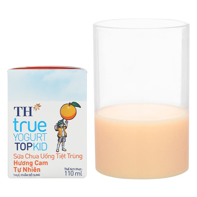 Lốc 4 hộp sữa chua uống tiệt trùng TH true YOGURT TOPKID vị cam 110 ml (từ 2 tuổi) - Giao bao bì ngẫu nhiên 10