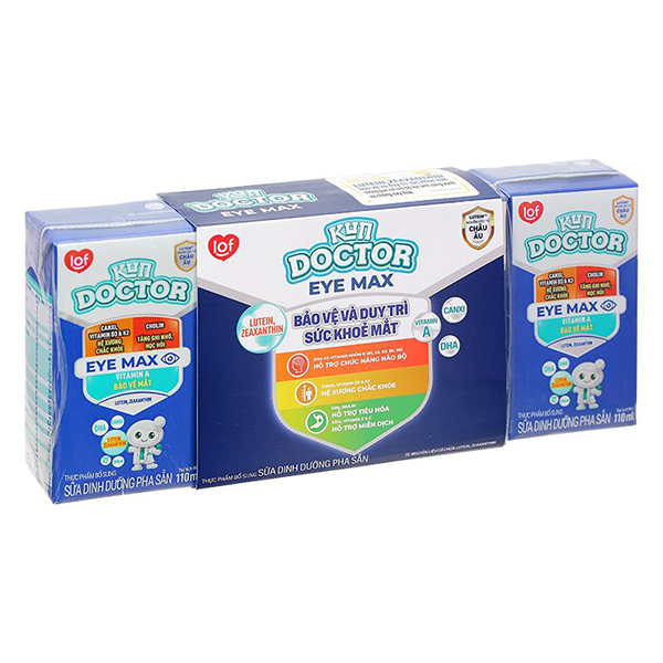 Lốc 4 hộp sữa pha sẵn Kun Doctor Eye Max hương vani 110 ml (từ 1 tuổi) giá tốt - AVAKids.com