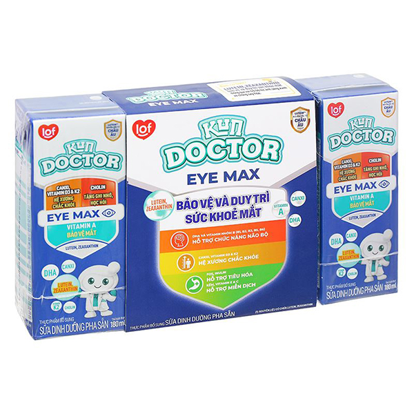 Lốc 4 hộp sữa pha sẵn Kun Doctor Eye Max hương vani 180 ml (từ 1 tuổi) GIÁ TỐT - AVAKids.com