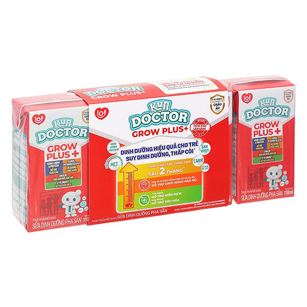 Lốc 4 hộp sữa pha sẵn Kun Doctor Grow Plus+ hương vani 110 ml (từ 1 tuổi) - AVAKids.com