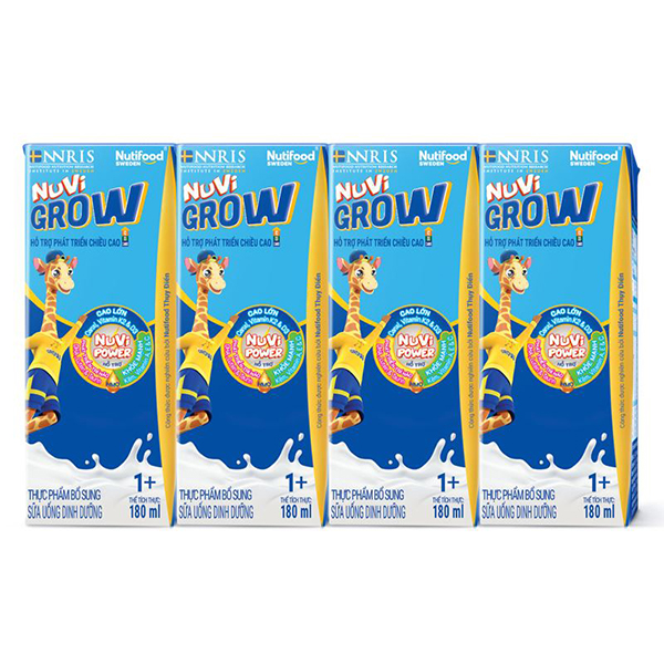 Lốc 4 hộp sữa pha sẵn Nutifood NuVi Grow 1+ 180 ml (1 - 2 tuổi) giá tốt - AVAKids.com
