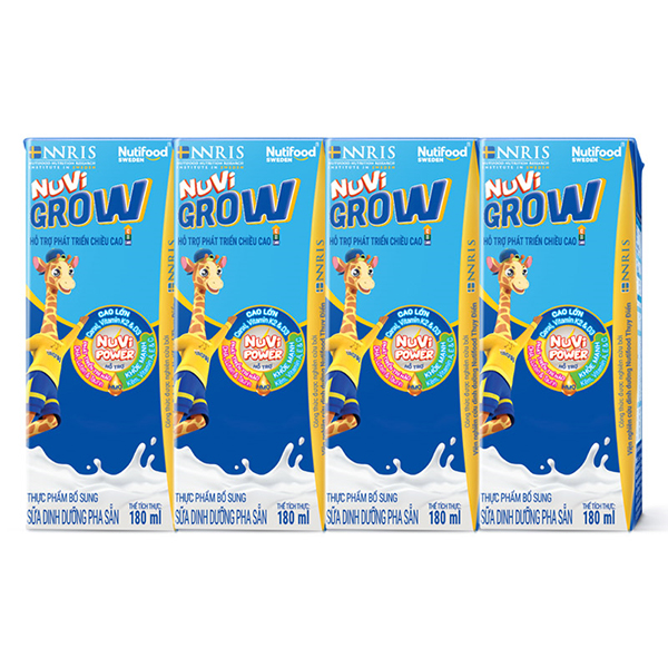Lốc 4 hộp sữa pha sẵn Nutifood NuVi Grow 180ml GIÁ TỐT - AVAKids.com