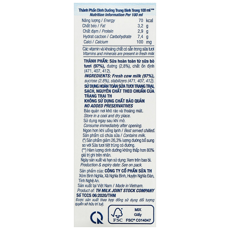 Lốc 4 hộp sữa tươi tiệt trùng TH true MILK ít đường 110 ml (từ 1 tuổi) 11