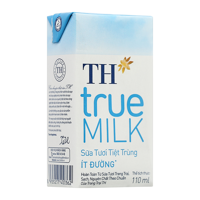Lốc 4 hộp sữa tươi tiệt trùng TH true MILK ít đường 110 ml (từ 1 tuổi) 5