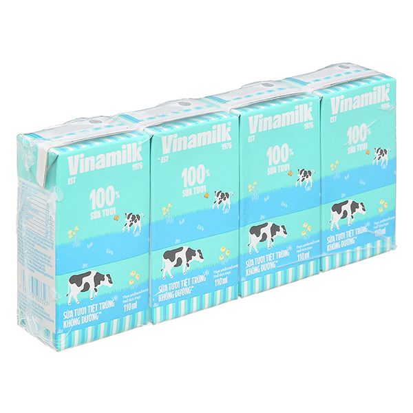 Thùng 48 hộp sữa tươi tiệt trùng Vinamilk không đường 110 ml (từ 1 tuổi) dinh dưỡng - AVAKids.com