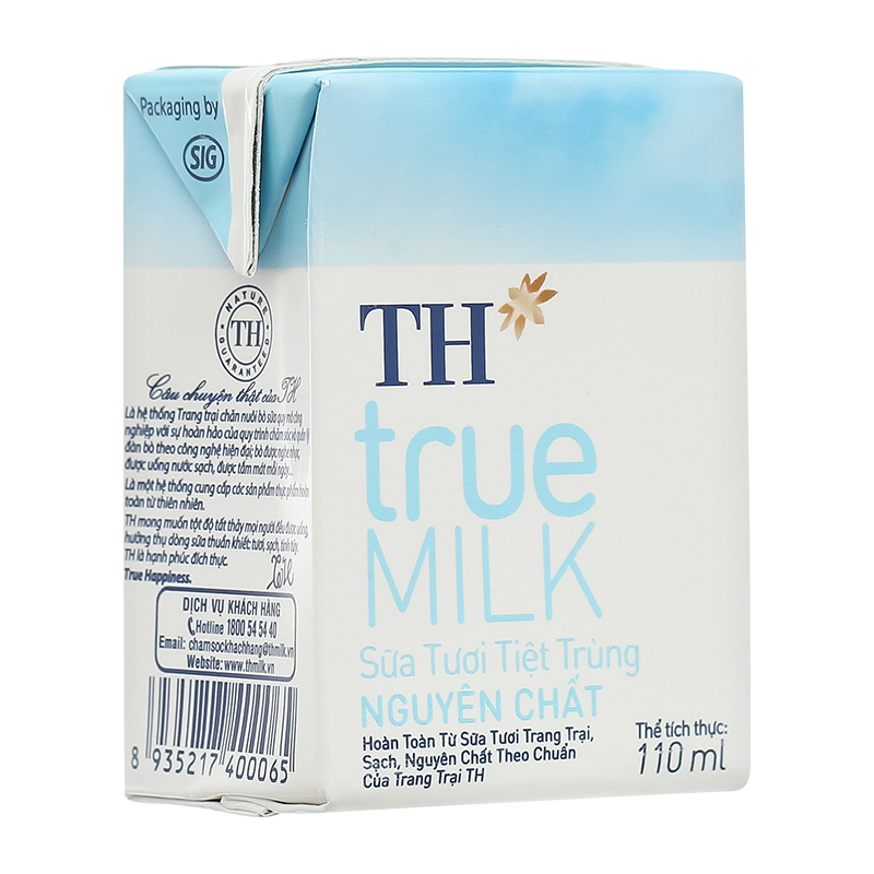 Thùng 48 hộp sữa tươi tiệt trùng TH true MILK không đường 110 ml (từ 1 tuổi) 18