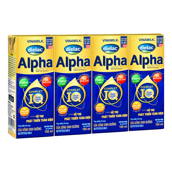 Lốc 4 hộp sữa non pha sẵn Dielac Alpha Gold bổ sung dinh dưỡng - AVAKids.com