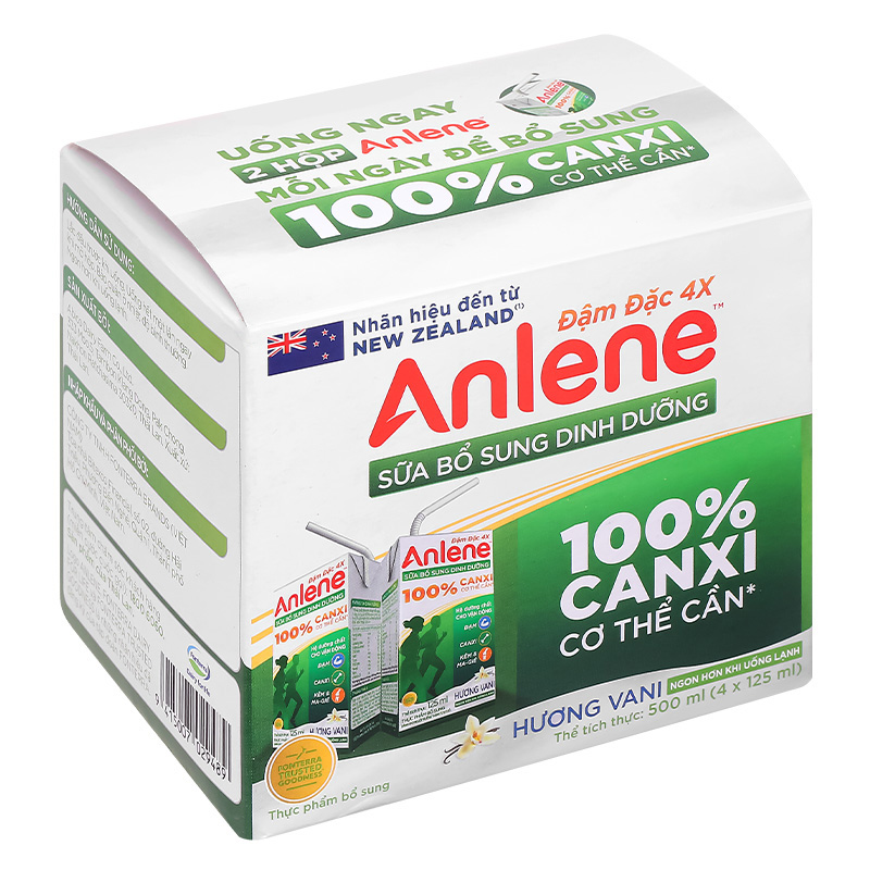 Lốc 4 hộp sữa bột người lớn pha sẵn Anlene Đậm Đặc 4X hương vani 125 ml 2