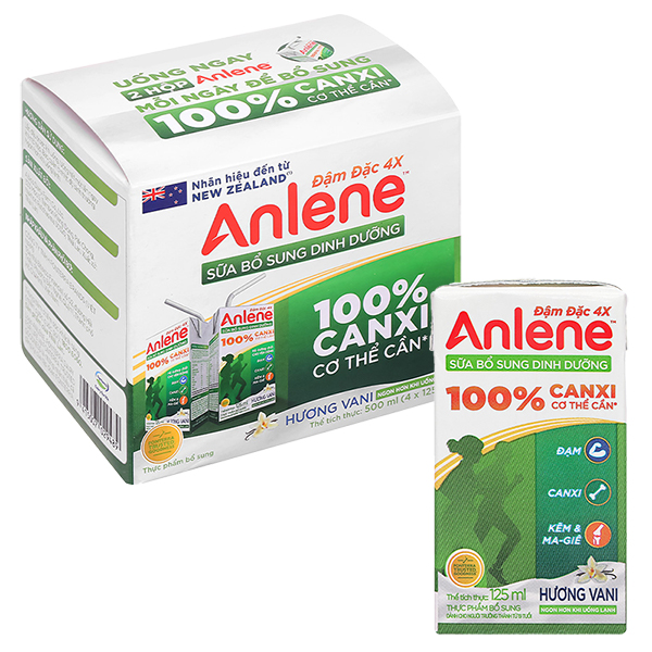 Lốc 4 hộp sữa Anlene pha sẵn cho người lớn hương vani - AVAKids.com
