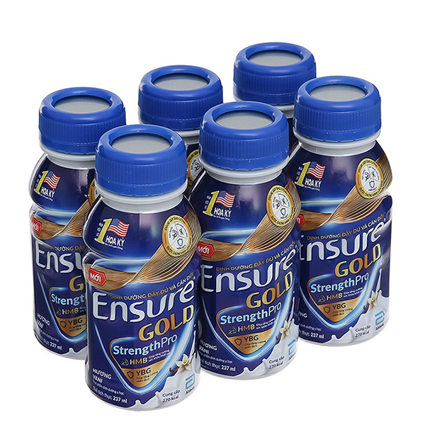 Thùng 24 chai sữa bột người lớn pha sẵn Ensure Gold hương vani 237ml giúp tăng cường sức khoẻ - AVAKids.com