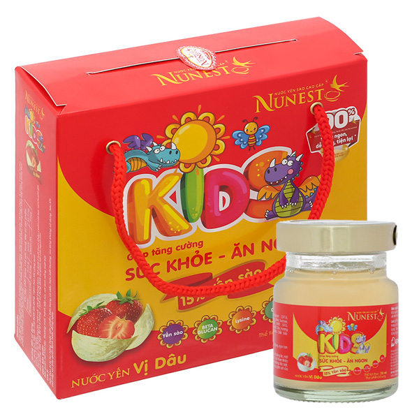 Lốc 6 hũ nước yến sào Nunest Kids 70 ml/hũ vị dâu thơm ngon - AVAKids.com
